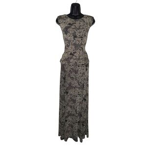 Vintage Dark Fairy Softwear Shimmer Gold Floral Lace Top and Maxi‎ Skirt Set